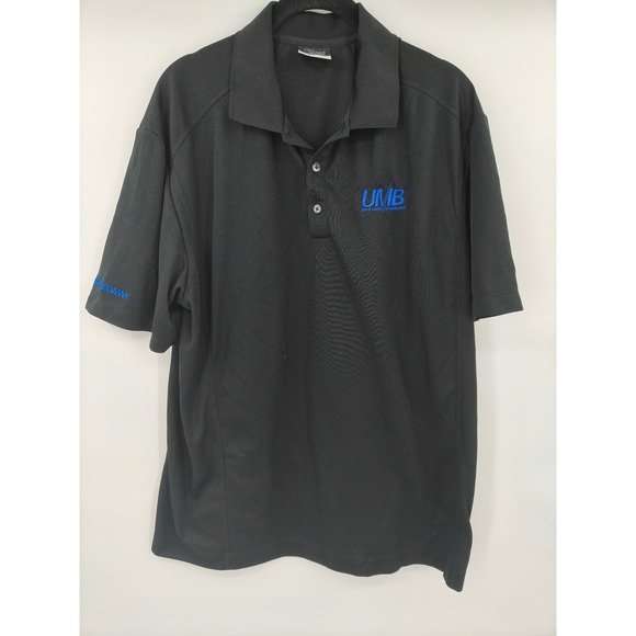 Nike Golf Mens Fit Dry Polo Shirt Black Qualcomm UMB Embroidered Size Large